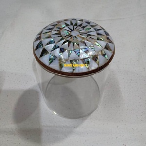 Boîtes de rangement en acrylique, nacre blanche avec incrustation de perles, artisanat, stockage des aliments, artisanat, cadeau de luxe pour RAMADAN arabe, EID - Product Image 1