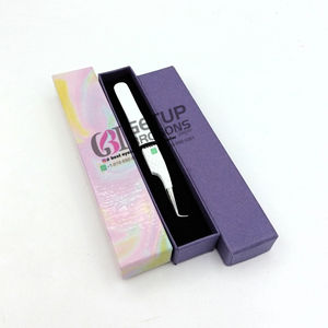 Recubrimiento de polvo blanco profesional Logotipo personalizado Pinzas de extensión de pestañas de acero inoxidable de 90 grados Instrumento de belleza - Product Image 1