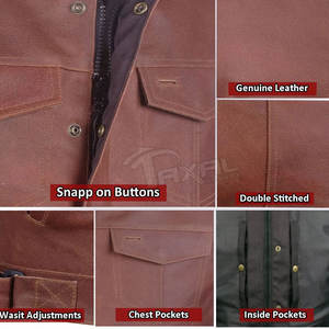 Haute qualité hommes en cuir gilet col Mandarin respirant toile matériel Style décontracté hiver vélo nouveauté multifonctionnel - Product Image 6