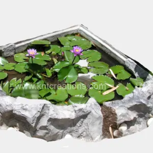 KNT Wholesale FRP in corner Stone look Round Hand Molded unbreakable Artificial Fiberglass Garden Pond for Water Lotus or Fish