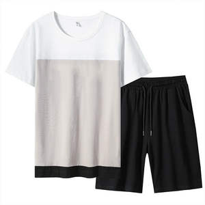 Conjunto de 2 piezas para hombre, conjunto de camisetas de manga corta y pantalones cortos, chándal de verano - Product Image 1