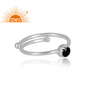 Anillo de espinela negra Natural para mujer, joyería de piedras preciosas, Plata de Ley fina pulida, anillo apilable para mujer, joyería al por mayor - Product Image 3