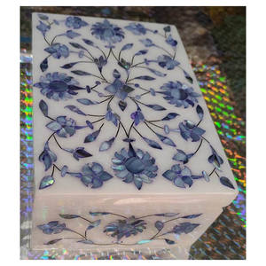 Boîte mère de marbre, blanche à incrustation, magnifique boîte - Product Image 1