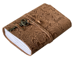 Cổ Điển Màu Nâu <span class=keywords><strong>Key</strong></span> Khóa Chính Hãng Da Giới Tính Tạp Chí Vườn Hoa Thiết Kế Máy Tính Xách Tay & Phác Thảo Cuốn Sách Với Bông Trắng Không Lót Trang - Product Image 5