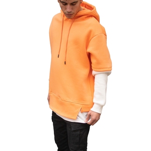2023 <b>Men's</b> Half Sleeve Long White <b>Hoodie</b> 100% Cotton 360 GSM Brushed Casual Streetwear with Lined Design Wholesale - Product Image 3