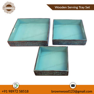 ชุดถาดไม้มะม่วงสำหรับเสิร์ฟ3ตารางความทนทานนานสำหรับบ้านร้านอาหารโรงแรม - Product Image 4