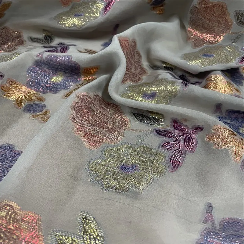 Dirac tecido de seda somali, várias cores lurex chiffon jacquard