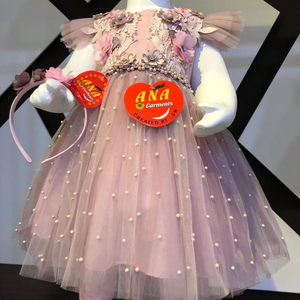 Conjunto de vestido Moti Bunch de satén con diseño Floral para niñas recién nacidas a 7 años Vestido de fiesta cómodo con diadema para primavera - Product Image 2