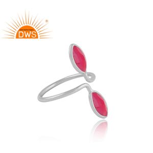 แหวนเงินแท้ 925 ประดับพลอยแคลเซโดนีสีชมพูสวยหรู เงางาม ดีไซน์สวยงาม จากผู้ผลิตเครื่องประดับ - Product Image 2