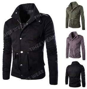 Chaqueta con cordón de cintura sólida informal de alta calidad para hombre con cuello levantado, estilo de invierno con varios bolsillos, nuevo modelo - Product Image 4