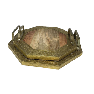 Lot de 2 plateaux de service pour aliments de différentes tailles Plateau de service pour le thé et le café islamique de forme rectangulaire à bas prix - Product Image 5