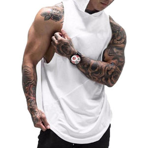 Sudadera con capucha sin mangas para hombre, de algodón polar, transpirable, con logo personalizado, patrón liso, antiencogimiento, tejido, lavado, tallas grandes - Product Image 6