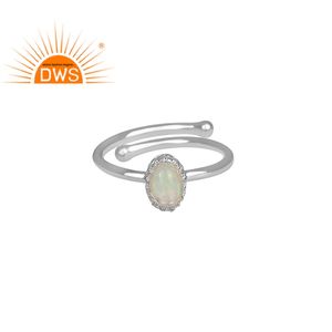 Natural Ethiopian <b>Opal</b> Gemstone Set Fine 925 Sterling <b>Silver</b> Oval Crown <b>Ring</b> Jewelry Manufacturer - Product Image 1