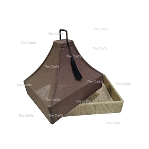 Plateau de service de fruits secs en fer et jute avec couvercle en tissu Plateau de service de forme ronde fait à la main en vrac - Product Image 6