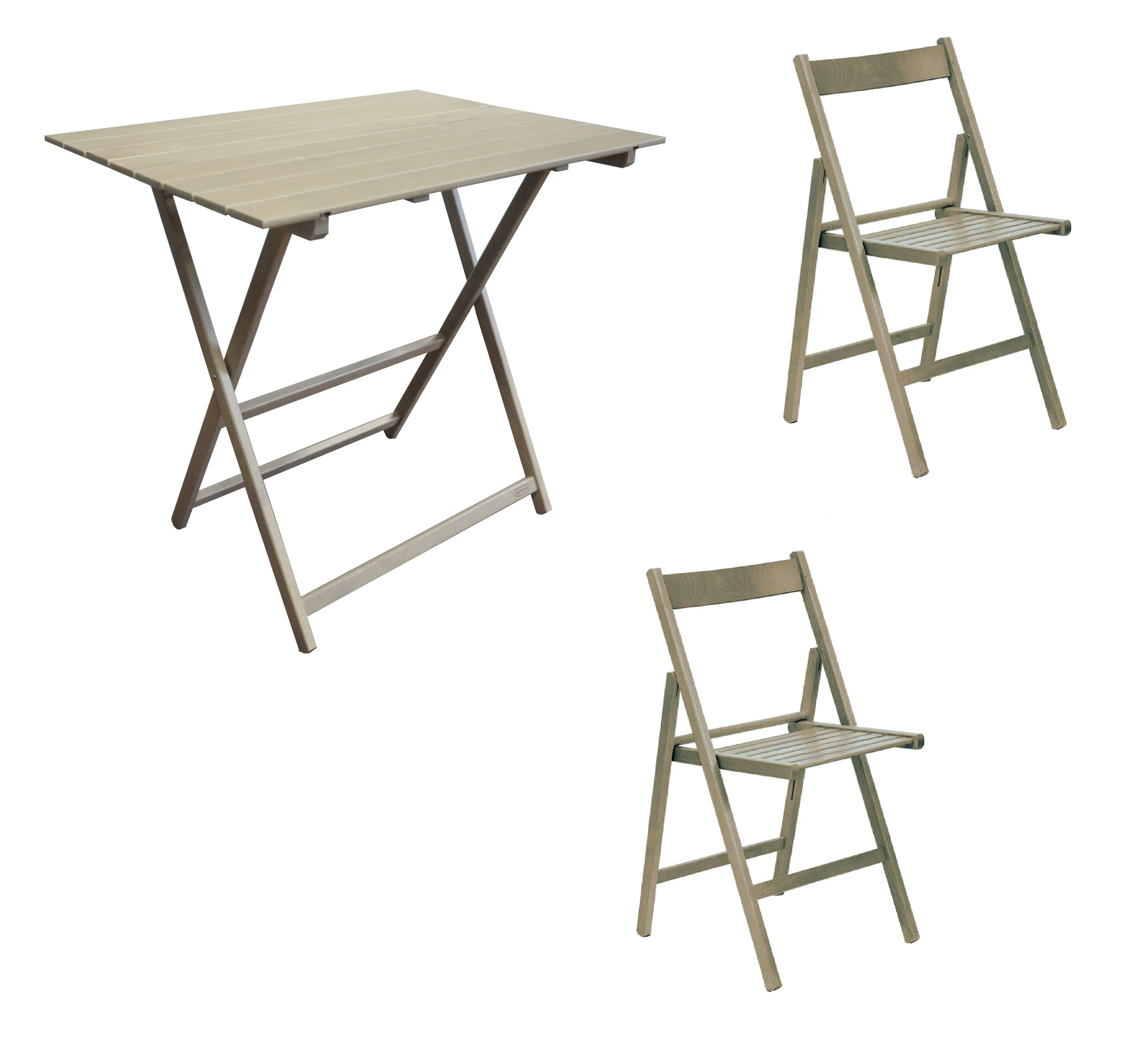 Juego de mesa plegable de alta calidad, 60x80 cm, con 2 sillas en madera de haya maciza, color gris, para interiores y exteriores, hecho en Italia