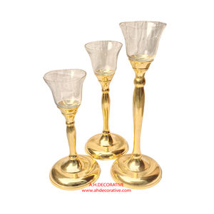 Portavelas votivo y T de vidrio chapado en oro de lujo de alta calidad para decoraciones de bodas y Navidad - Product Image 1