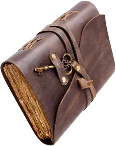 Mencari Buku Sketsa Kulit Antik Pribadi Buatan Tangan, Jurnal Tebal (Coklat Antik, 11.5 Inci X 8.25 Inci)