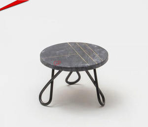 Soporte para servir pasteles de 2 niveles hecho a mano con parte superior de mármol natural base chapada en oro para decoración de bodas y fiestas 2025 - Product Image 6