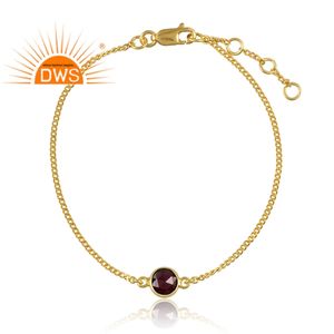 Pulsera de plata de ley fina hecha a mano, pulsera de piedras preciosas granate, joyería de plata al por mayor - Product Image 2