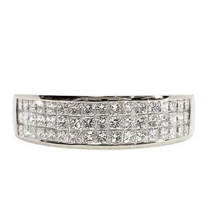Wholesale Customizable 14k Solid White Gold Princess Cut Real Diamond Wedding Band Ring for Women 18K White Classic Size - Product Image 1