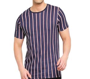 Camiseta de verano a rayas verticales con cuello redondo para hombre - Product Image 2