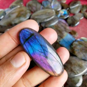 Conjunto de Pulsera y Aretes de Labradorita Original, Labradorita Púrpura de 20-40 mm, Cabujón de Piedra Preciosa, Hilo de Amolita Natural, Forma Irregular - Product Image 5