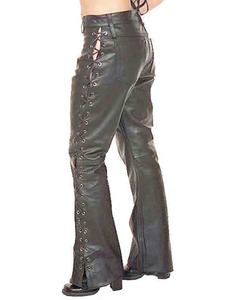 Low Rise Women Lace up <b>Leather</b> Pants Custom Made Ladies <b>Leather</b> <b>Trousers</b> - Product Image 2
