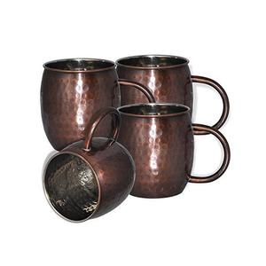 Taza para servir té y café de forma redonda hecha a mano en cobre martillado Moscow Mule Mug para uso en restaurante de Hotel - Product Image 3