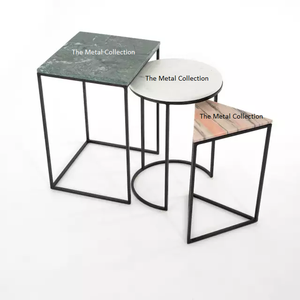 Juego de 3 piezas de mesa de Metal con forma de triángulo para decoración del hogar, muebles de diseño moderno, color negro, 3 unidades - Product Image 2