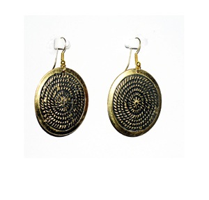 2025 Turquoise Rouille Boucles D'oreilles Martelé bronze triangulaire Texturé En Laiton Boucles D'oreilles cercle Boucles D'oreilles Suspendues Bijoux Industriels - Product Image 2