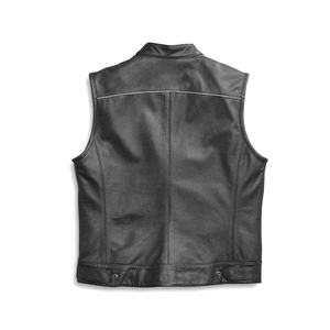 Men's Casual Moto Style Waistcoats High Quality Genuine Leather Breathable Multi-Pocket Sleeveless Vest Winter Motorbike Riding - Product Image 2