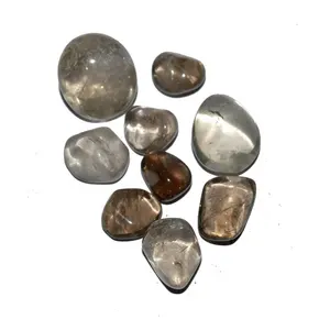 Großhandel unregelmäßige Heilung Kristall poliert Halbe del stein Orgon Stein Handwerk AA Smokey Quartz Tumbled Stones