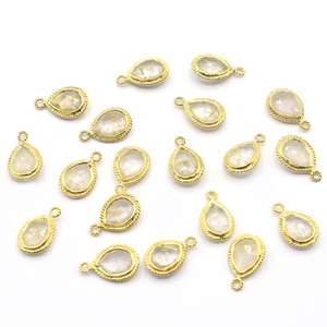 ควอทซ์รุทิลาสีทองรูปลูกแพร์925ฝาชุบทองจี้ทำมือทำเครื่องประดับ - Product Image 3