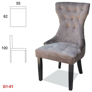 Chaise de salle à manger solide NGYG1, moderne, avec pieds en bois d'hévéa, dossier haut, revêtement en tissu PVC/PU, coussin rembourré, style ferme, pour cuisine - Product Image 1