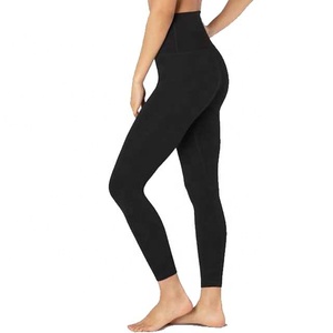Leggings de Yoga Blancos de Cintura Alta para Mujer, Largos, Sin Costuras, de Spandex y Nailon, Cintura Elástica, Color Sólido, Pantalones Deportivos - Product Image 2