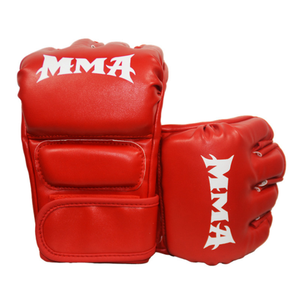 Custom <b>Red</b> Leather <b>Gloves</b> with Stripes for MMA and Boxing for Martial Arts Practice - Product Image 1
