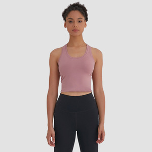 Top Deportivo Corto para Mujer, Estilo Yoga, Color Rosa, con Tiras, Personalizado de Fábrica - Product Image 4