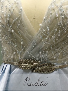 ALD04 Sexy Satin Đính Chính Thức Đảng Gown Đính Cườm Màu Xanh Dài Prom Dresses Evening Dresses Sequins - Product Image 3