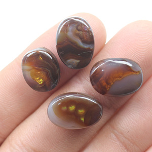 Lote de 4 Cabujones de Ágata de Fuego Mexicana Natural de Grado AAA, Corte Ovalado Liso, de 13x10mm a 16x10mm, 35 Quilates, para Fabricación de Joyas - Product Image 3