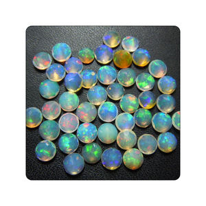 50 Uds. De piedras preciosas naturales azules de 4mm de corte de ópalo etíope, piedras preciosas sueltas de calidad superior con fuego fuerte, Flash completo, tamaño personalizable - Product Image 1