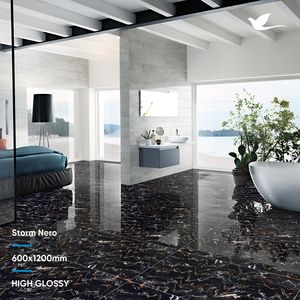 Carreaux de sol en porcelaine de haute technologie entièrement polis super brillants 600x1200mm 600x600mm pour salle de bain et cuisines - Product Image 2