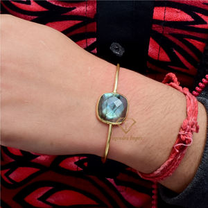 Elegent Natural Labradorite Gemstone 925 Sterling <b>Silver</b> <b>Bangle</b>, Handmade <b>Bangle</b> <b>For</b> Wholesale Suppliers - Product Image 3