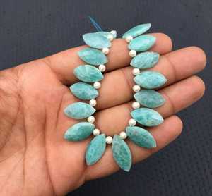 High Quality 21 Pieces 1 Strand Natural Amazonite Faceted Marquise Briolette Beads Green Color Handcrafted - Product Image 6