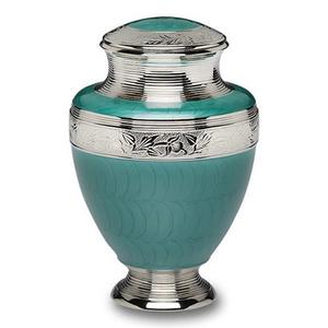 <b>Casted</b> Funeral Ashes Green Colored Enamel Adult <b>Hand</b> Crafted Cremation Funeral Urn at Inexpensive Price - Product Image 1