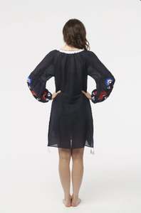 2025 Style ukrainien dernière Floral brodé voyage tunique luxe nouvelle Collection gland cravate cou frange dentelle femmes robe courte - Product Image 4