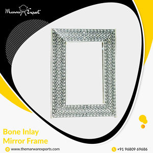 Miroir de salon en bois massif au design spécial avec incrustations en os antique, tailles personnalisées - Product Image 2