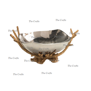 Ensemble de deux bols décoratifs de différentes tailles, bol décoratif en fer couleur noir et or avec support en aluminium - Product Image 6