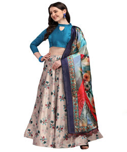 Ropa DE BODA DE MODA banarasi trabajo de impresión digital de seda lehenga choli con borla trabajo dupatta precio al por mayor prenda étnica - Product Image 1