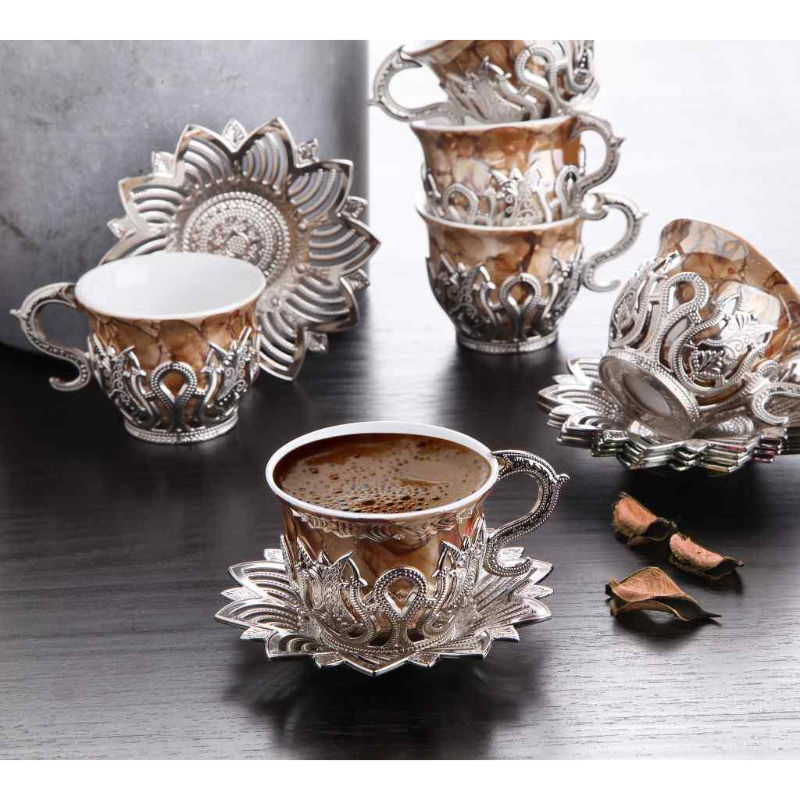 Silver with Brown Ceramic