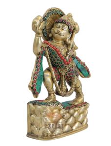 Statue en laiton de conception moderne faite à la main de Hanuman de haute qualité pour le culte religieux et la décoration de la maison - Product Image 5